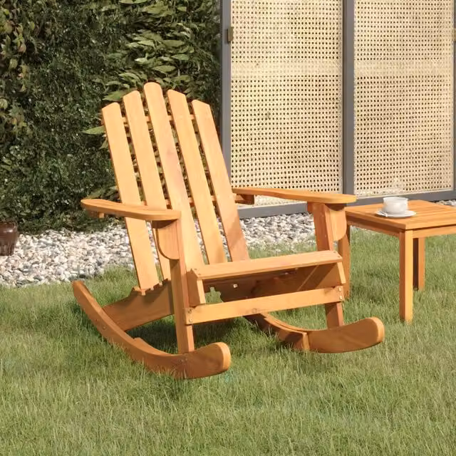 Sedia a Dondolo Adirondack vidaXL in Legno di Acacia Oliato Marrone per Giardino e Terrazzo – 1