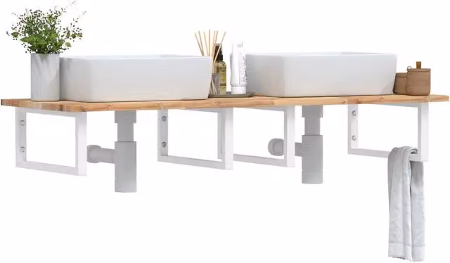 Ripiano a parete per lavabo vidaXL in legno di acacia e metallo bianco