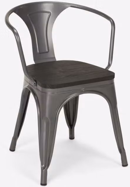sedie metallo legno sedia stile industriale per bar cucine braccio legno acciaio - Grigio Scuro