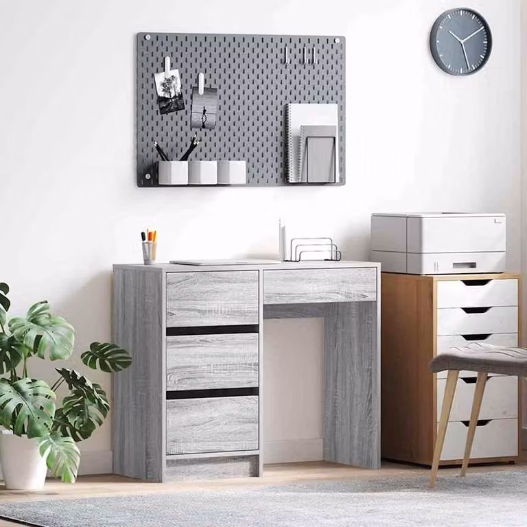 Maison Exclusive - Scrivania in legno impiallacciato effetto Sonoma grigio, dimensioni 90 x 37,5 x 75 cm