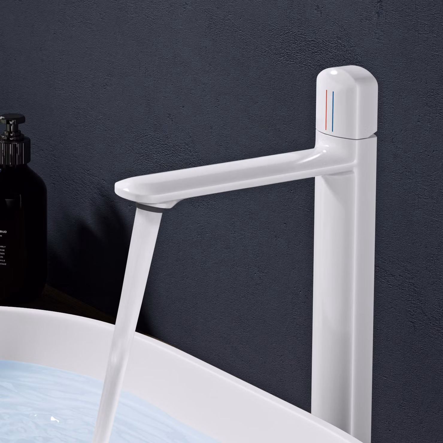 doporro Miscelatore lavabo bagno in ottone bianco, monocomando per acqua calda e fredda 31,3 cm WAO-1190H