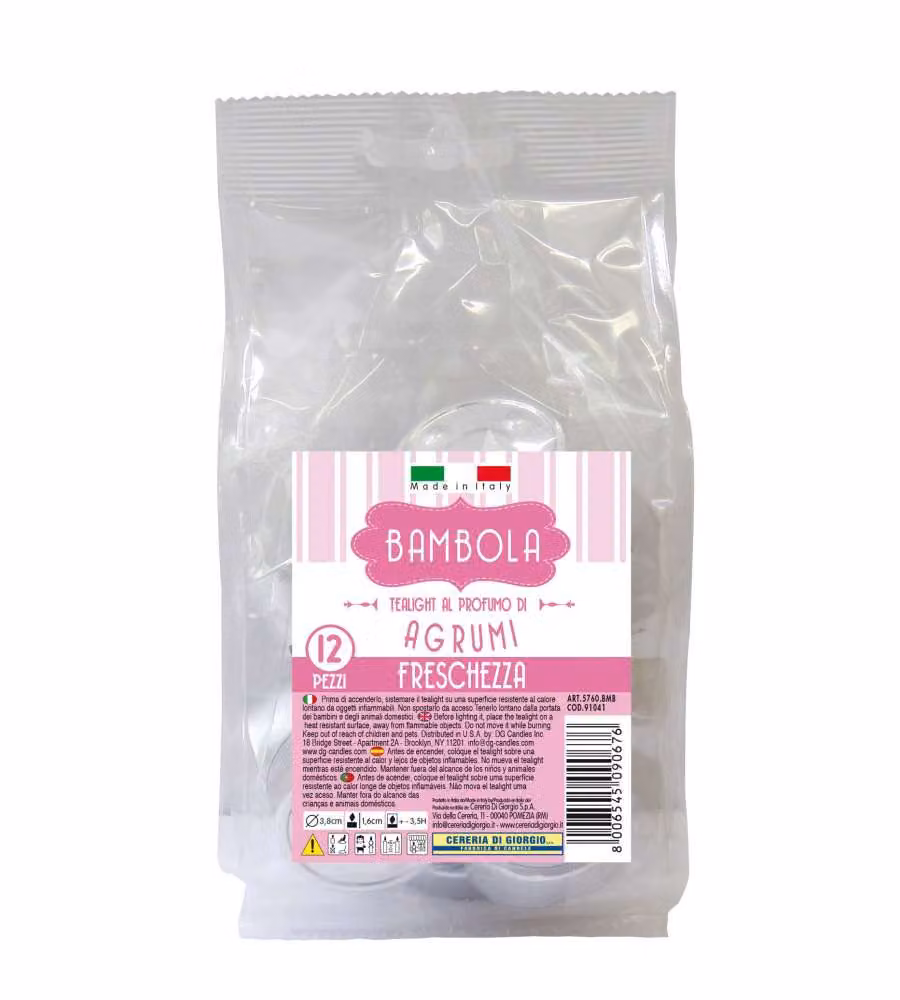 CERERIA DI GIORGIO Tealight Profumati Rosa Agrumi 12 Pz per Decorazione