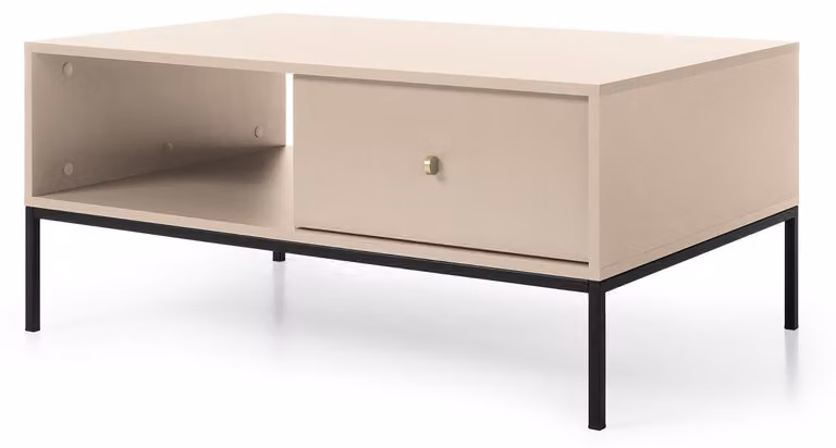 Tavolino da salotto con cassetti, beige, 104 x 68 x 47 cm