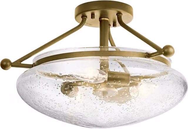 Lampada da soffitto KICHLER Belle in ottone spazzolato e vetro trasparente con 3 luci E14 – 1