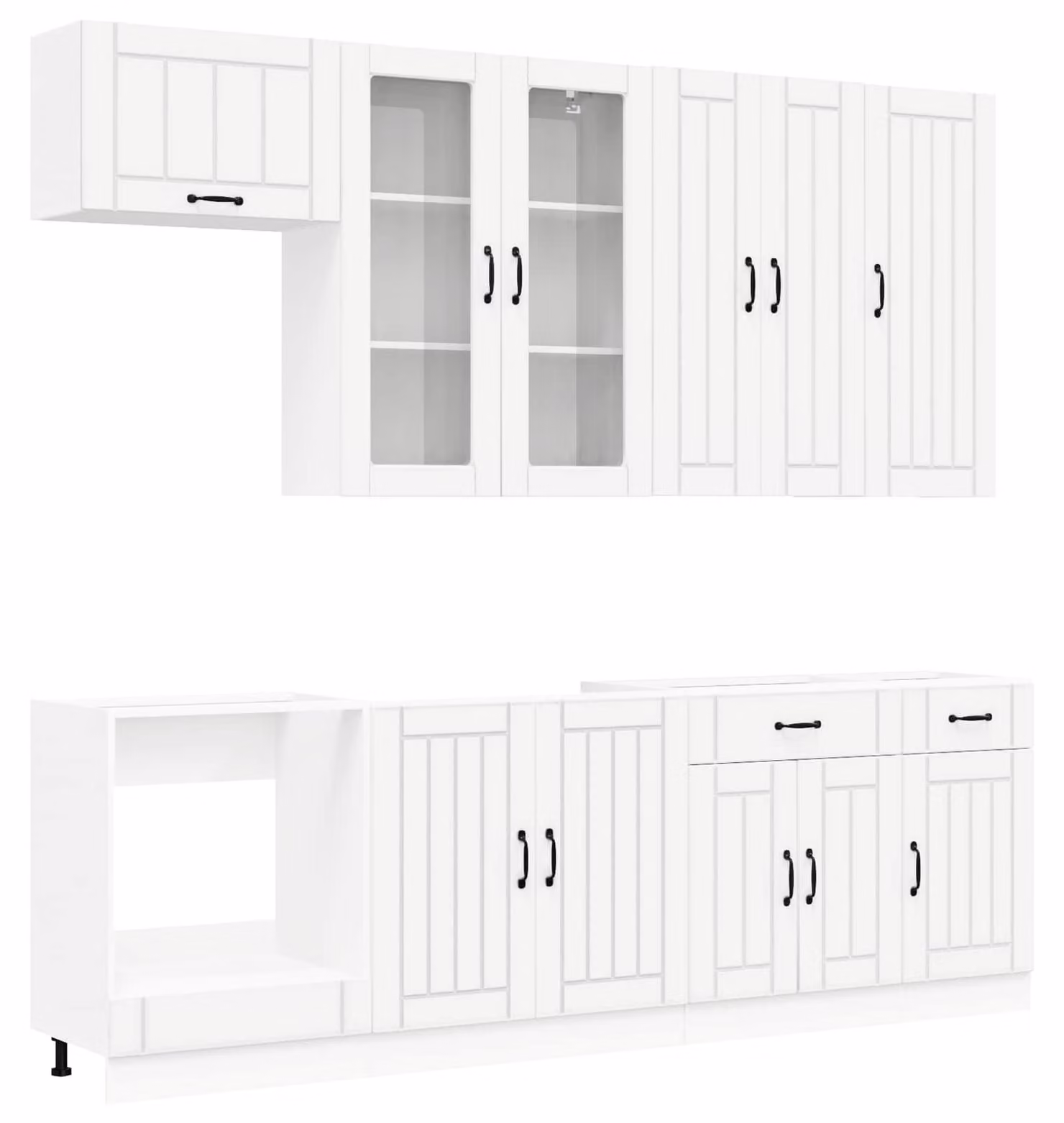 Set cucina LUCCA, 8 pezzi, bianco, realizzato in materiale composito di legno