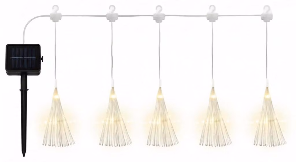 Catena luminosa con 5 sfere decorative, lunghezza 4 metri, 450 LED, alimentazione solare, grado di protezione IP44