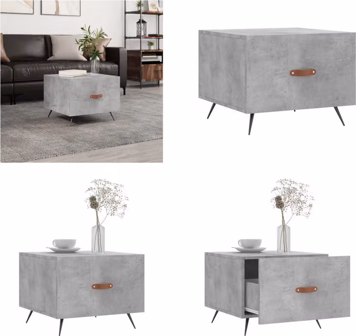 vidaXL Tavolino grigio cemento 50x50x40 cm in legno - Tavolino - Tavolini - Tavolino - Tavoli occasionali
