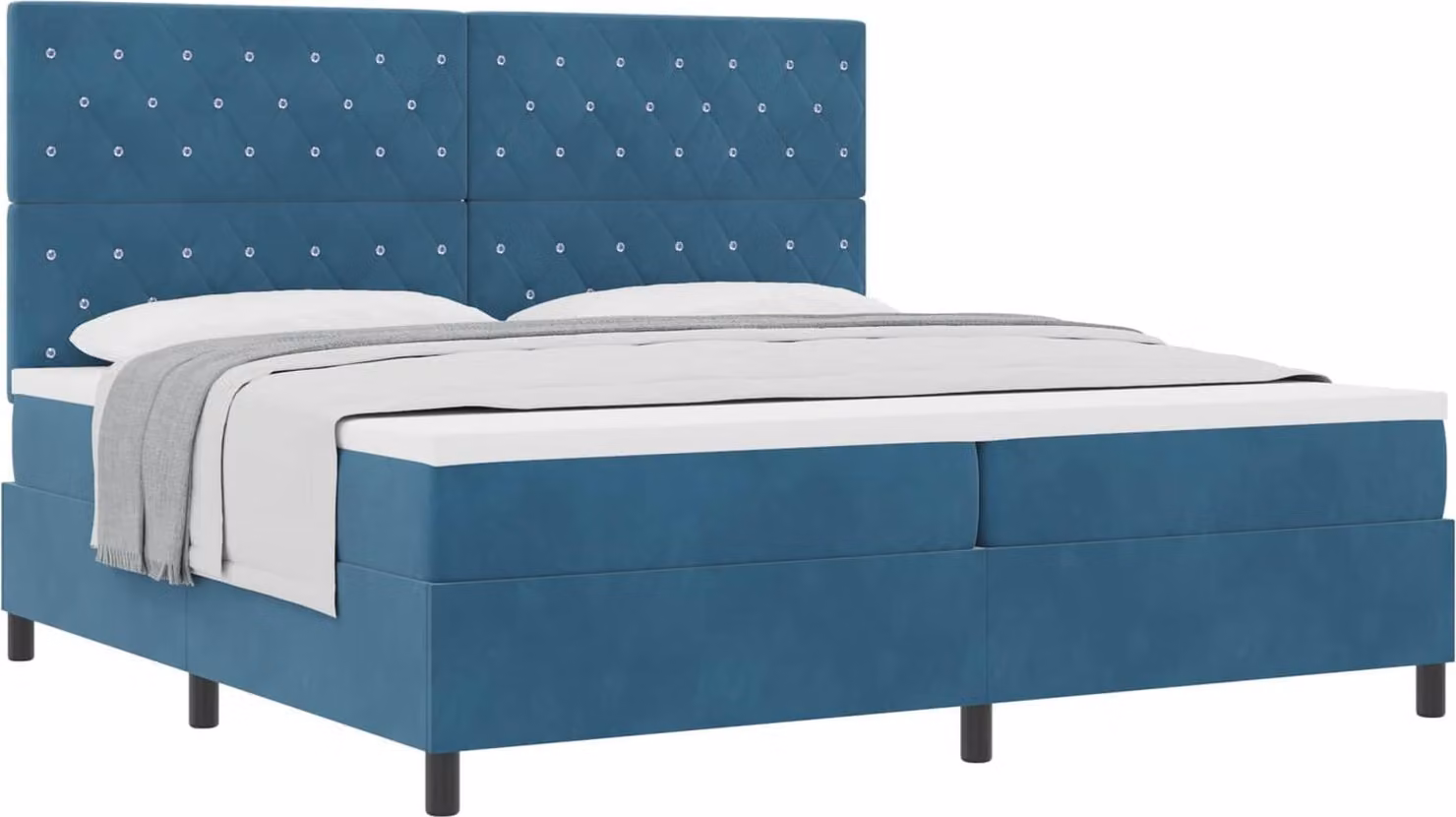 Letto a molle con materasso blu scuro 200 x 200 cm in velluto