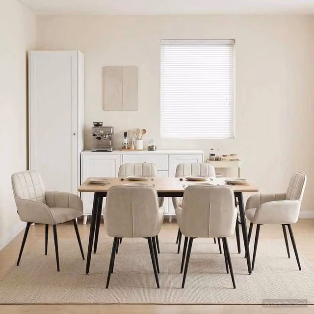 Sedie da pranzo 6 pz Velluto Crema 56.5 x 50 x 85 cm 3428181