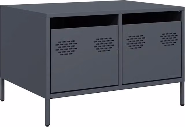 Mobile TV in stile industrial in acciaio laminato a freddo colore antracite L 68 cm, P 50 cm, H 43,5 cm – 1