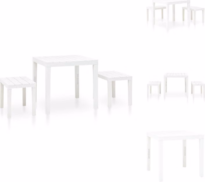 vidaXL Tavolo da giardino con 2 panche in plastica bianca - Set di mobili da giardino