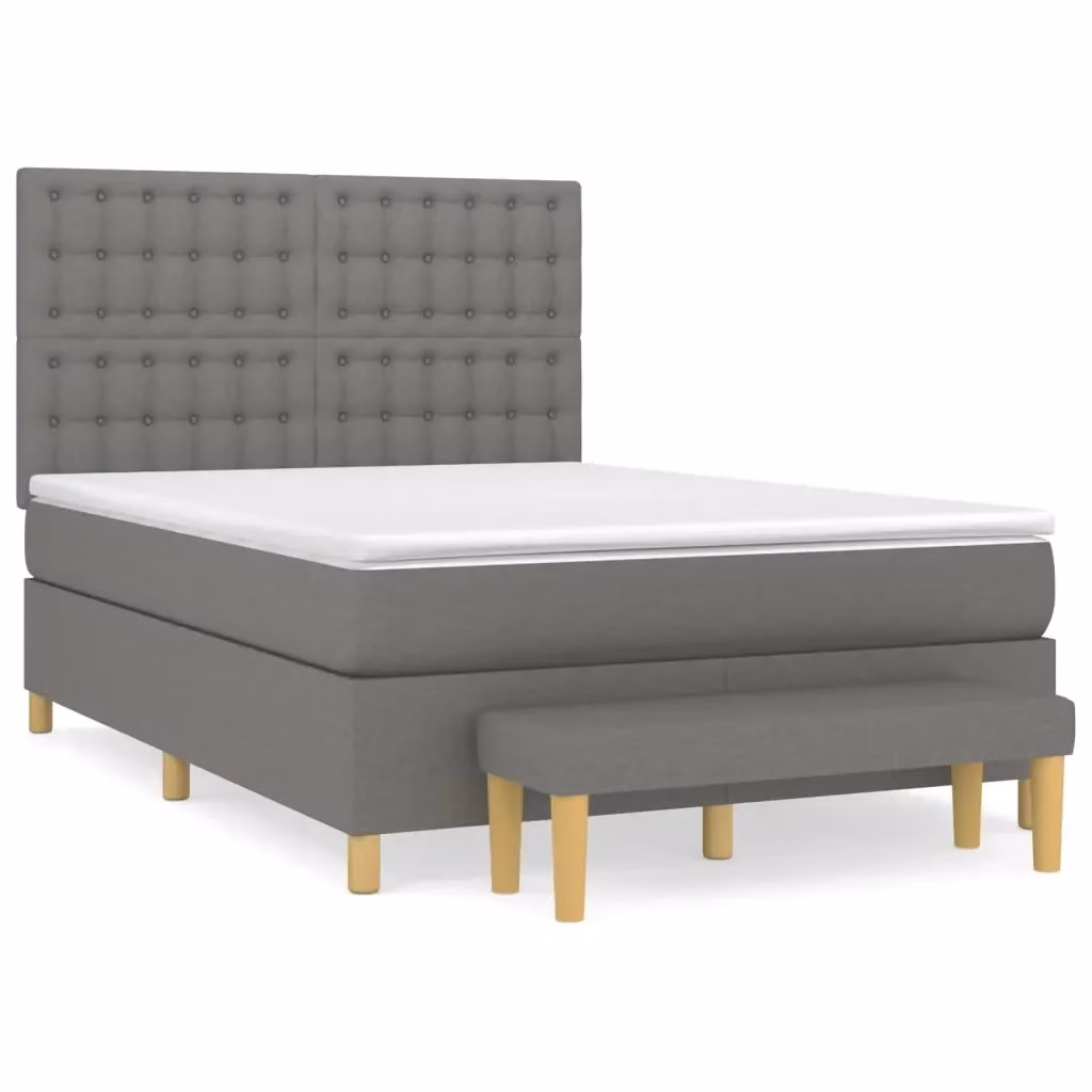 Letto Ibrido con Giroletto a Molle e Materasso vidaXL, Grigio e Bianco, L/P/H: 140 x 200 x 128 cm – 2