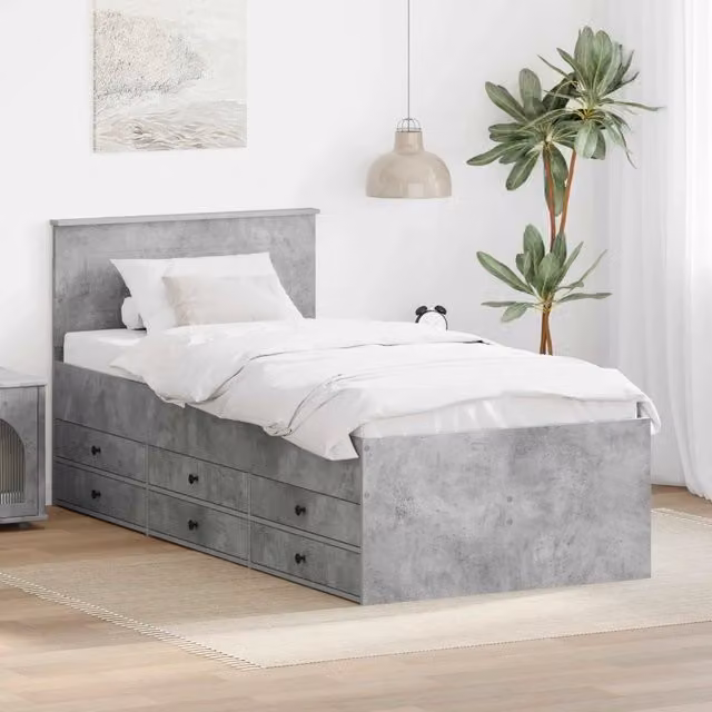 Daybed Grigio Cemento e Nero 100 x 200 cm Legno ingegnerizzato 3408518