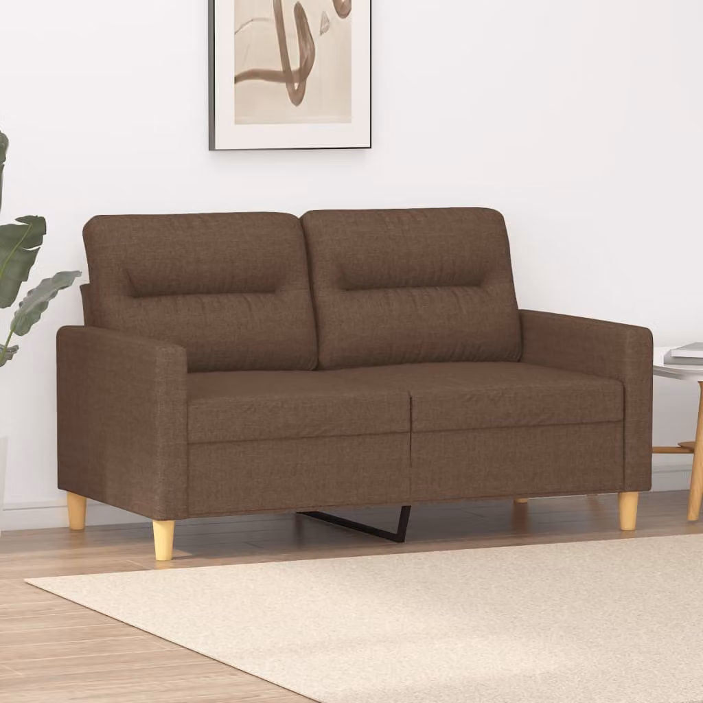 Divano esclusivo, due posti, color marrone, 120 cm, rivestito in tessuto
