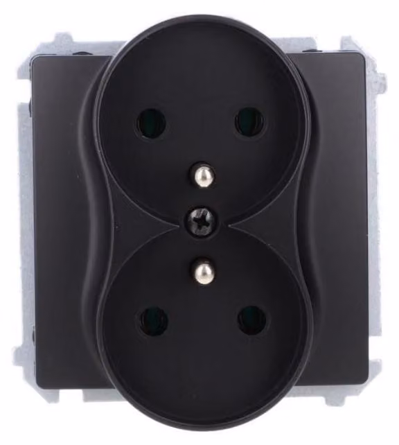 SIMON BASIC Doppia presa nera IP20 con messa a terra