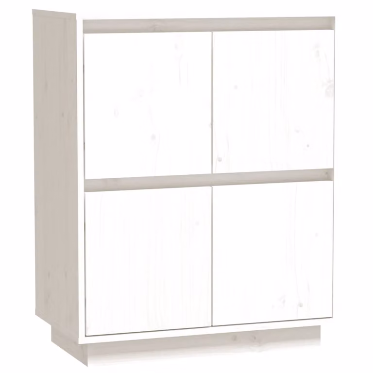 Credenza Bianca 60x34x75 cm in Legno Massello di Pino