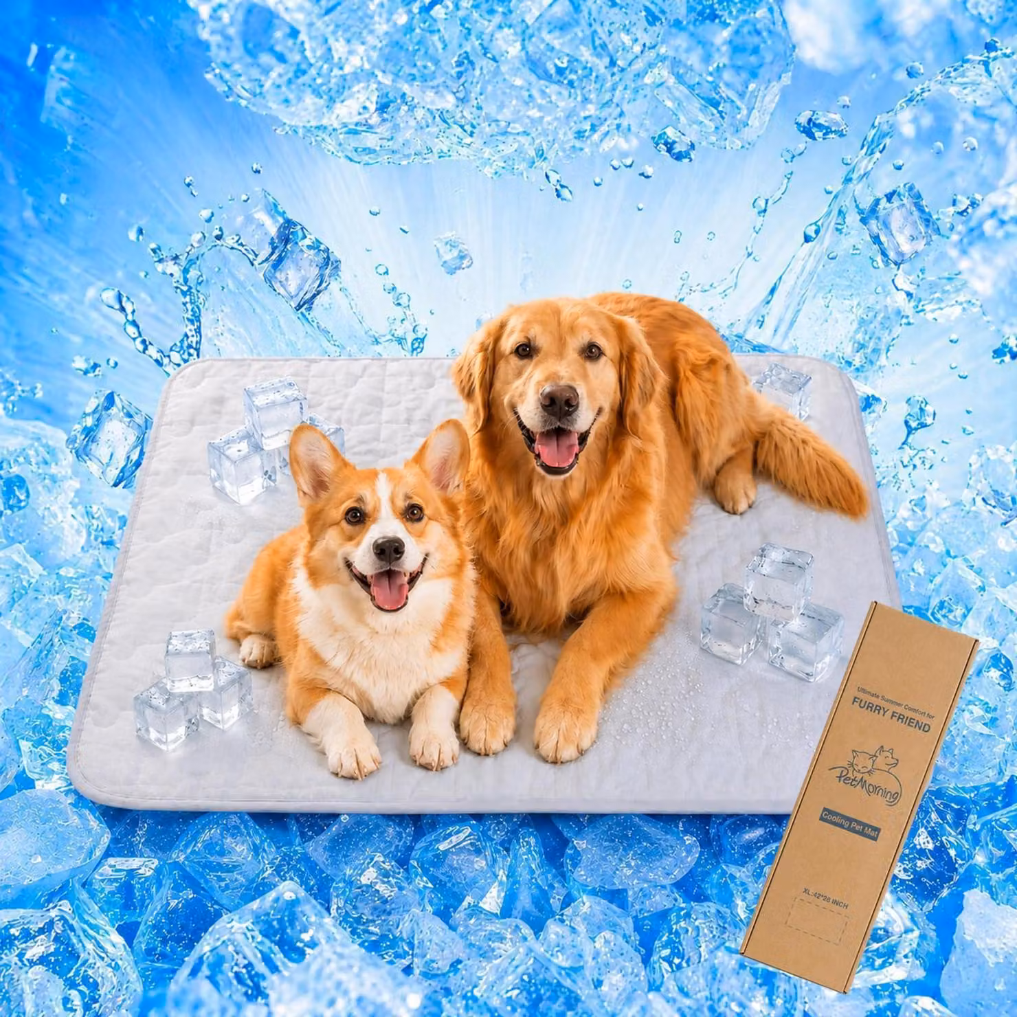 Tappetino refrigerante per cani, autorigenerante, lavabile, grigio, 107x71 cm