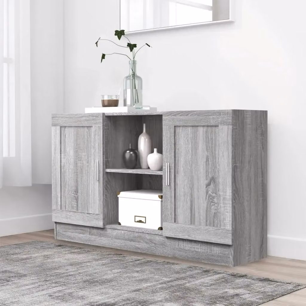 Credenza moderna in legno multistrato Grigio Sonoma per sala da pranzo, L 120 x P 30,5 x H 70 cm – 2