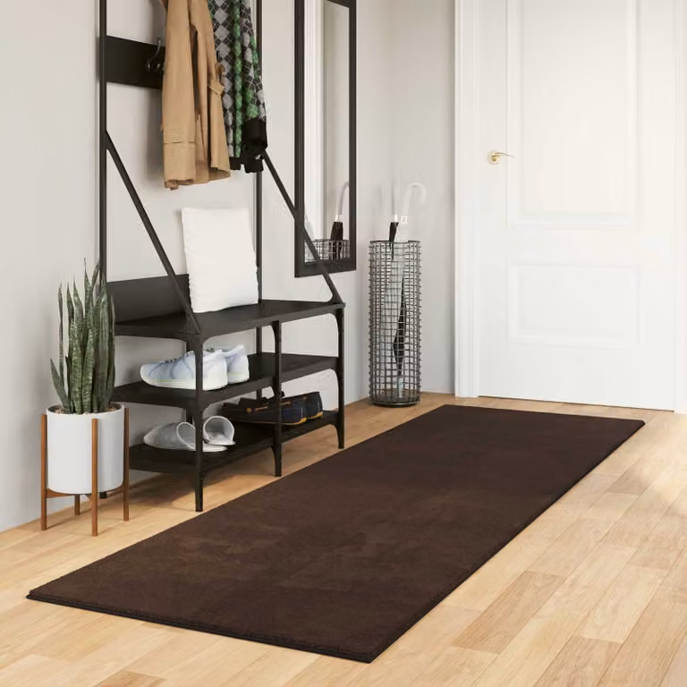 Tappeto a pelo medio vidaXL HUARTE Marrone, lavabile e adatto a riscaldamento a pavimento, L: 250 cm x P: 80 cm
