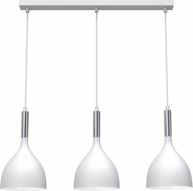Lampada a sospensione Noak Luminex in metallo bianco e cromo con 3 attacchi E27