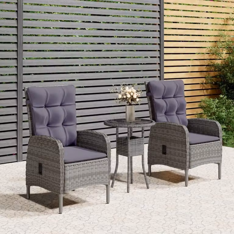 Maison Exclusive - Set da giardino da 3 pezzi in polyrattan grigio