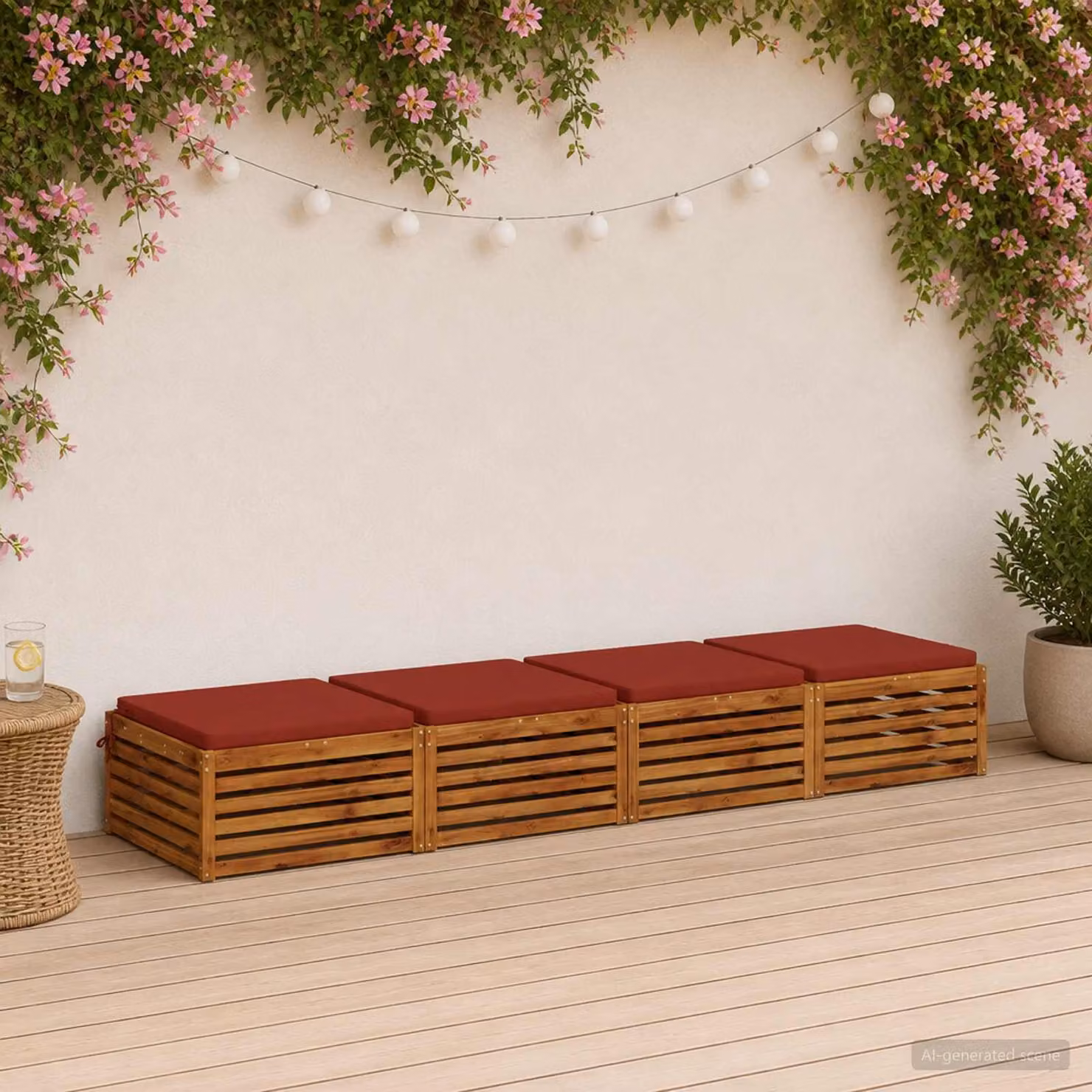 Set di 4 cuscini per sedia vidaXL SOEST in poliestere, colore rosso, con rivestimento lavabile e resistente ai raggi UV