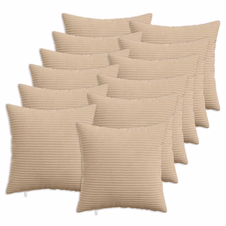 Set di 12 federe vidaXL HEERLEN in velluto a coste, colore tortora, 45 x 45 cm