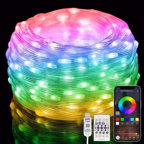 Cavo di alimentazione da 10 m con app/telecomando - RGB impermeabile IP65 (multicolore)