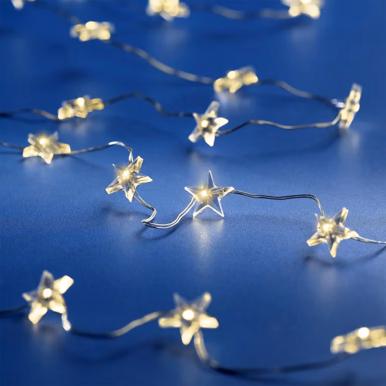 1.01 Filo per luci fiabesche con 60 stelle LED - Lunghezza circa 2,95 m - Stella decorativa per luci fiabesche (60 LED / 2,95 m)