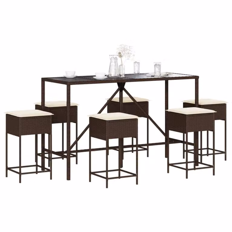 Maison Exclusive - Set da giardino da 7 pezzi con cuscini, in polyrattan marrone