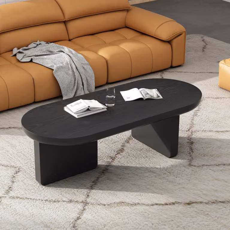 STILVORA tavolino moderno da salotto tavolo ovale in MDF tavolo laterale nero tavolo da divano