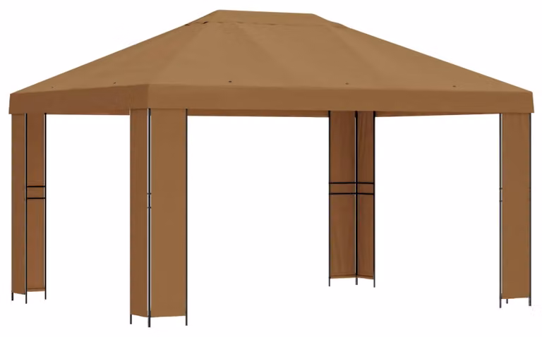 Gazebo 4 × 3 m Beige Poliestere e Acciaio 190 gsm