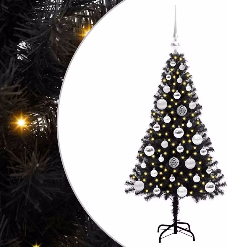 Albero di Natale con 150 LED con supporto Nero 120 cm PVC