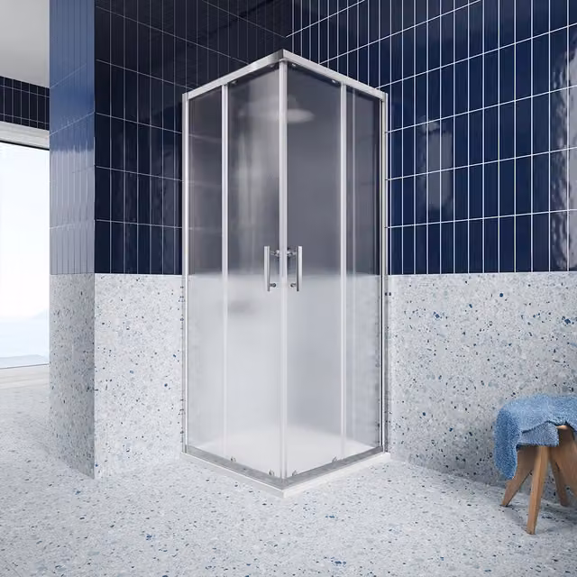 Box doccia 75x75 cm angolare scorrevole vetro 6mm stampato h190 | Tenerife