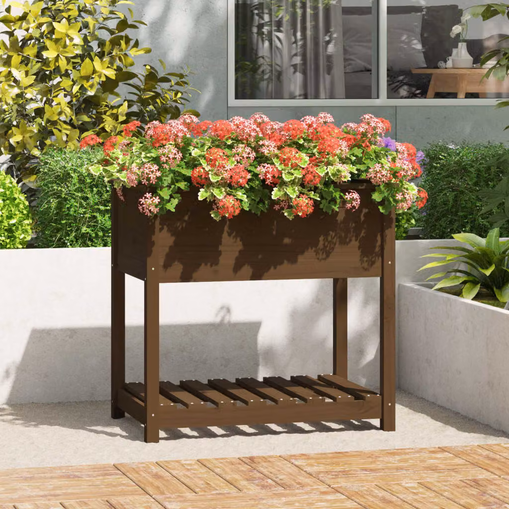 L/P/H: 82,5 x 54 x 81 cm vidaXL Fioriera Rialzata in Legno Marrone per Orto e Giardino