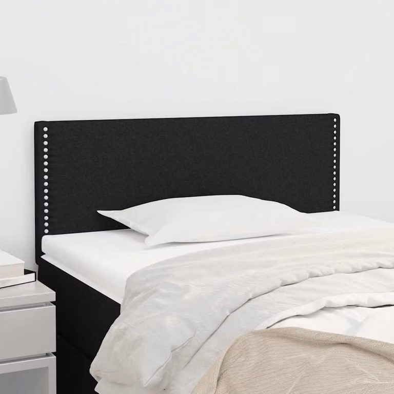 Testiera per letto vidaXL in tessuto nero con struttura in legno, L: 100 cm, P: 5 cm, H: 78-88 cm