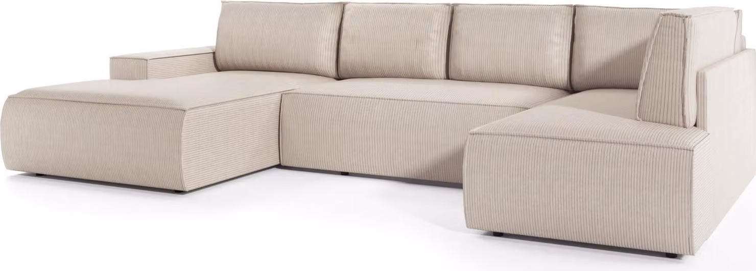 FURNLUX Divano angolare Fiord Beige e Nero 349cm / Colore principale: Beige / Dimensioni: 349 x 85 x 167 cm