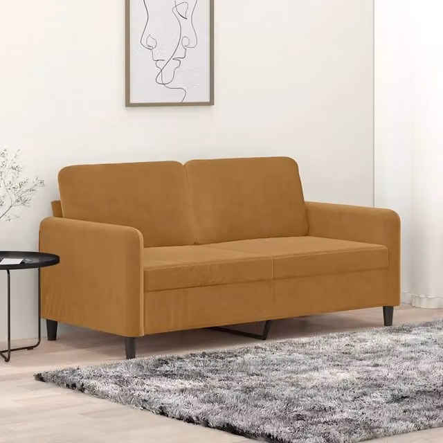 Divano moderno vidaXL in velluto marrone con struttura in metallo per il tuo soggiorno – 1