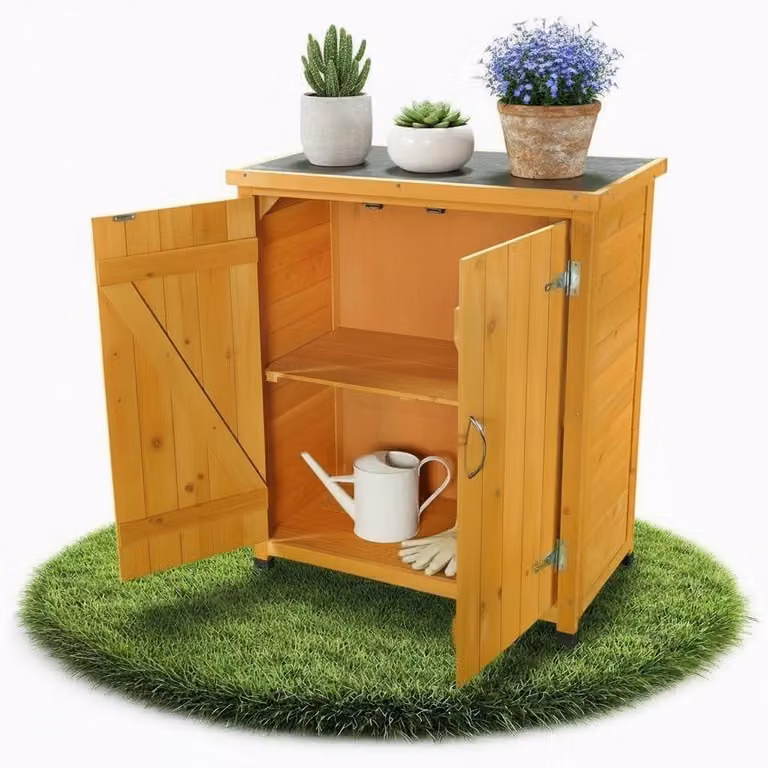 Cassetta da giardino in legno con 2 ante, dimensioni 75 x 40 x 90 cm
