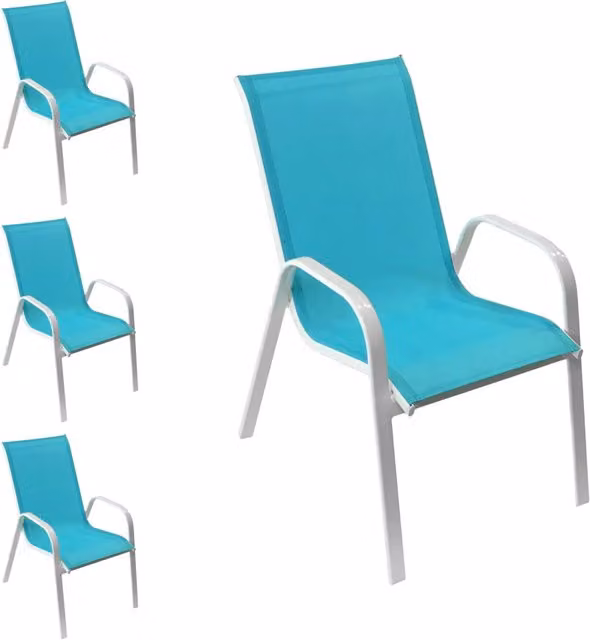 Set di 4 sedie MARBELLA in textilene blu - alluminio bianco