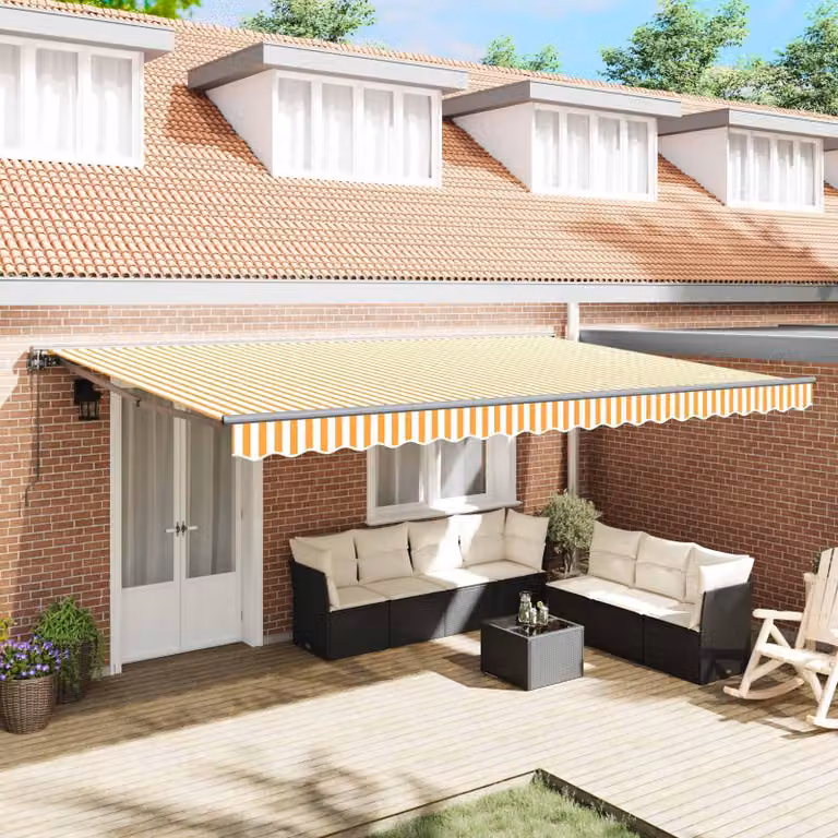 Maison Exclusive - Telaio per tenda da sole giallo e bianco 500 x 300 cm
