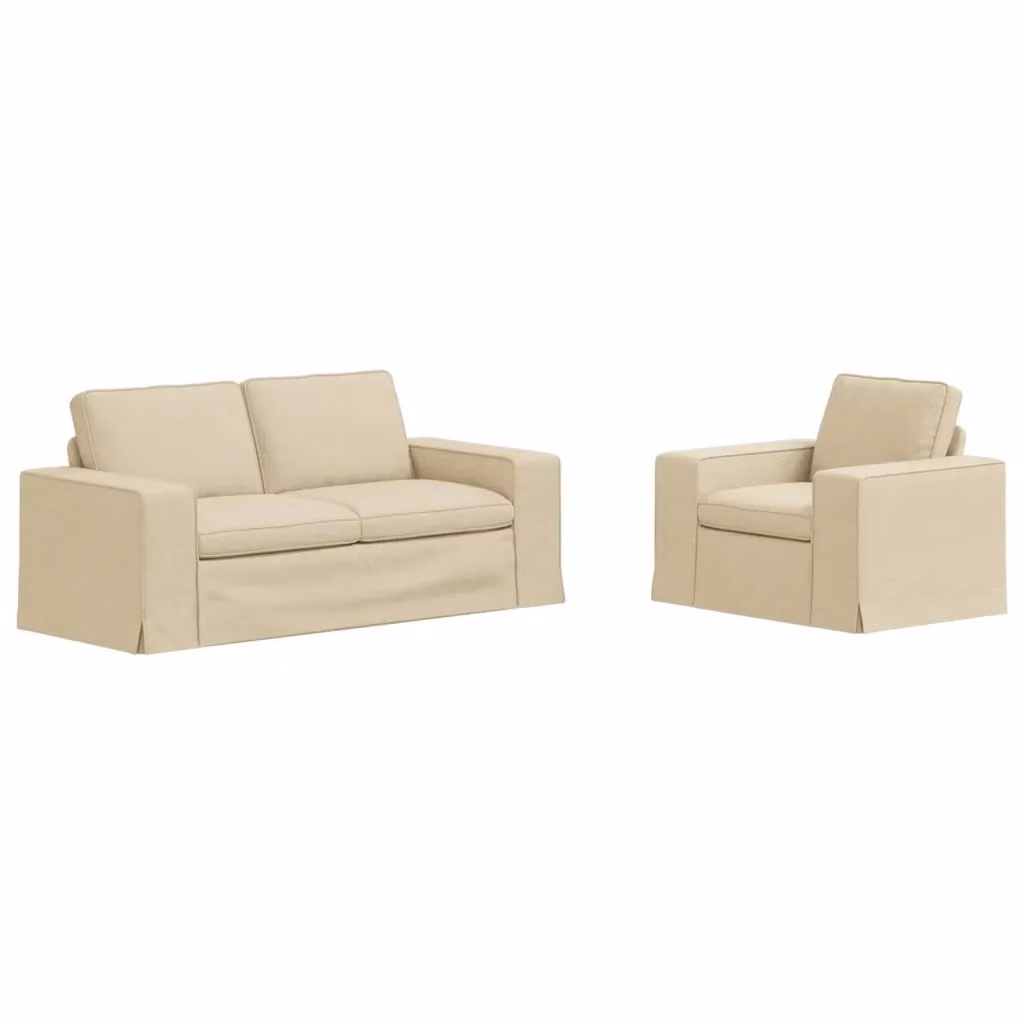 Set di 2 divani vidaXL moderni in tessuto beige con struttura in metallo L: 182 cm, P: 80 cm, H: 82 cm – 2