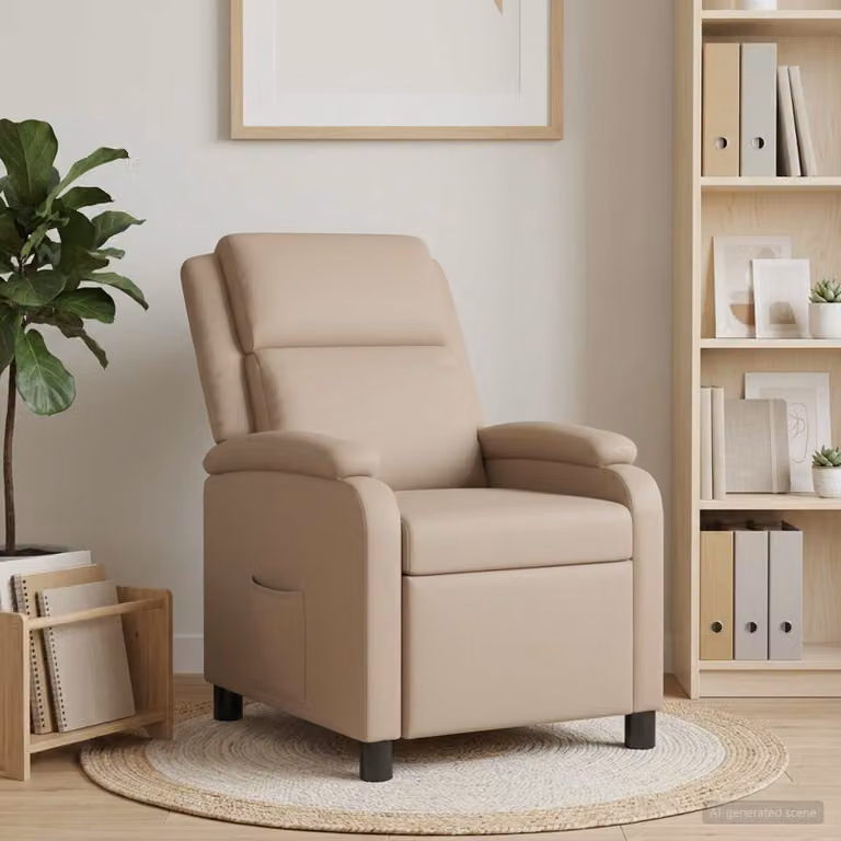 Poltrona reclinabile relax vidaXL in similpelle beige e marrone con braccioli e struttura moderna