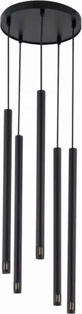 Lampada a sospensione moderna Sigma Lighting Sopel Laser in metallo nero con 5 lampadine G9 e altezza regolabile
