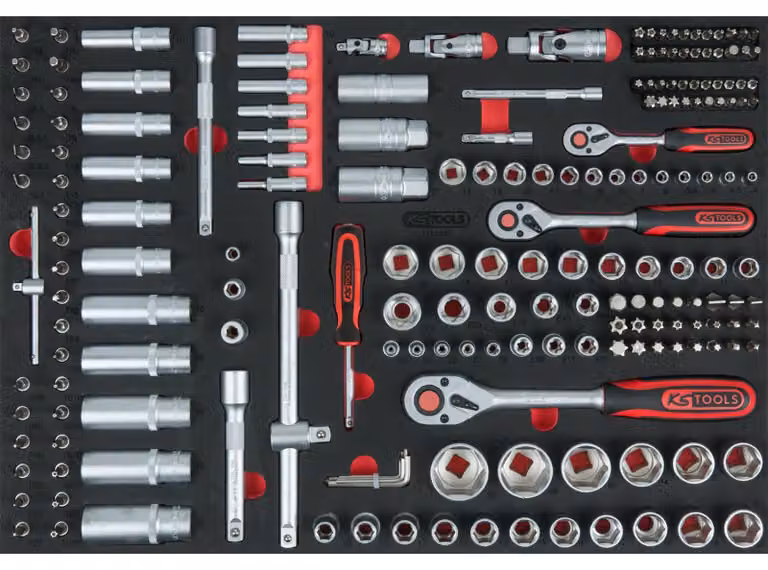 set di chiavi a bussola da 1/4"+3/8"+1/2", 195 pezzi con inserto sistema 1/1