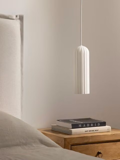 Lampada a sospensione Miella Kenay Home bianca in vetro e ceramica per sala da pranzo