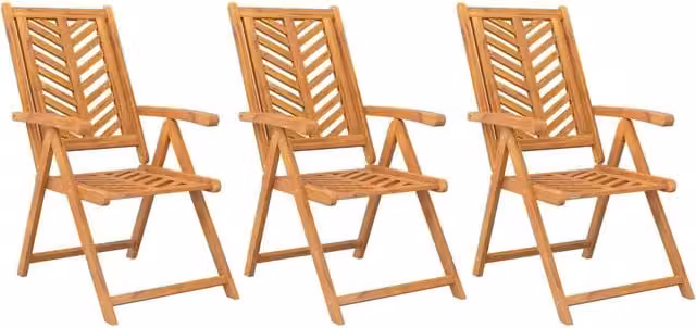 Sedie da Giardino Reclinabili 3 pz | Sedie da Esterno in Legno Massello di Acacia