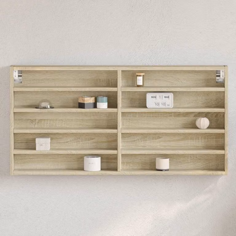 Armadietto Vetrina vidaXL in Legno Rovere Sonoma con Ante in Vetro, L/P/H: 100 x 8,5 x 50 cm