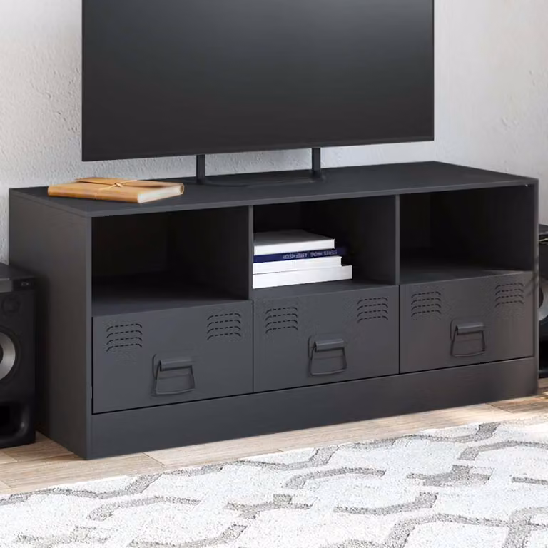 vidaXL Mobile Porta TV Antracite in Metallo con Ruote L 99 cm, P 39 cm, H 44 cm