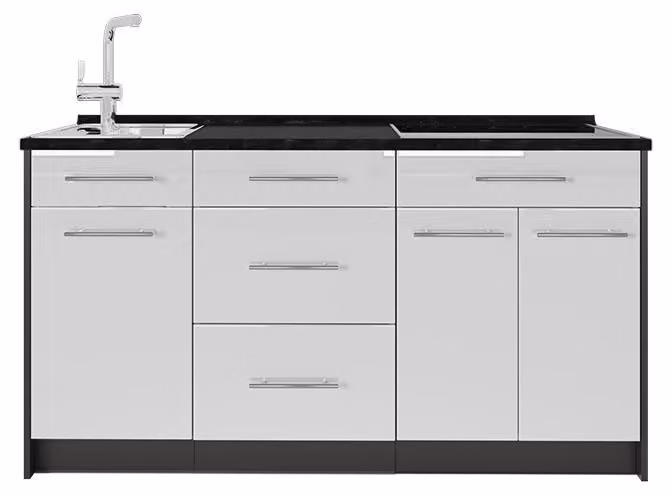 Cucine componibili piccole Vicco Fame-Line Bianco lucido 150 cm senza piano di lavoro, Model 65398